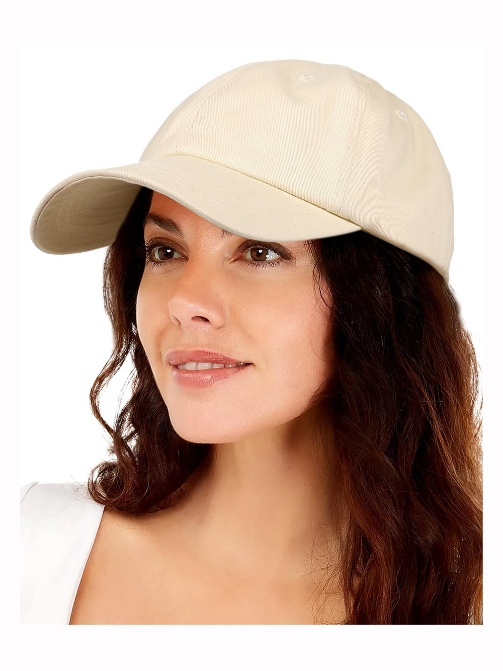 Womens Satin Lined Baseball Cap Washed Cotton Adjustable Dad | Beige | Size OS